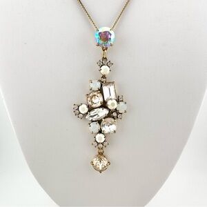 J. Crew Necklace in Elegant Gold and Rose Colored Iridescent Crystals